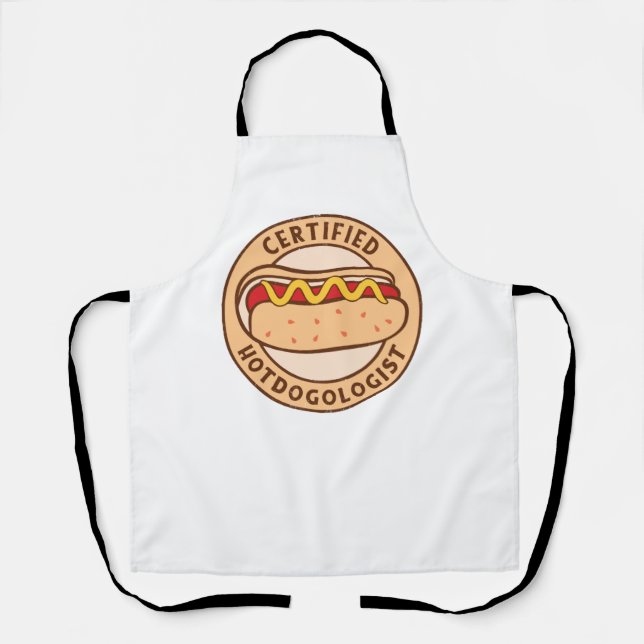 Certified Hotdogologist Funny Hot Dog Lover Apron (Front)
