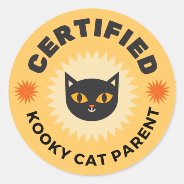 CERTIFIED  KOOKY CAT PARENT CLASSIC ROUND STICKER (Front)
