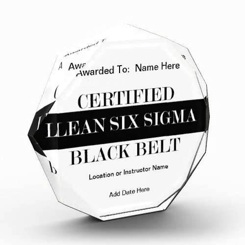 Certified Lean Six Sigma Black Belt Acrylic Award