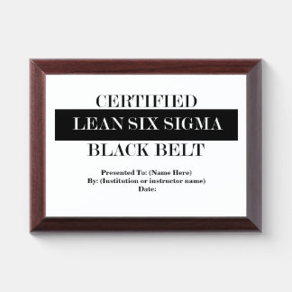Certified Lean Six Sigma Black Belt Award Plaque