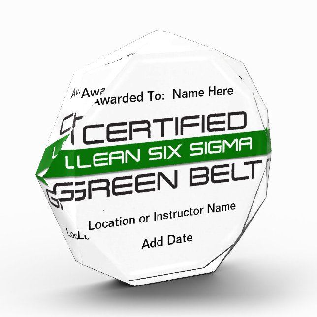 Certified Lean Six Sigma Green Belt Acrylic Award (Left)