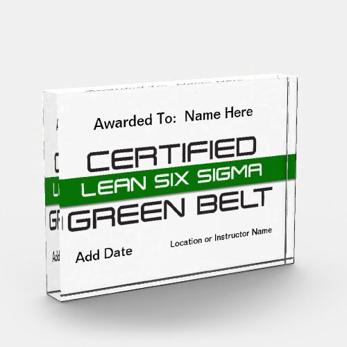 Certified Lean Six Sigma Green Belt Award Photo Block