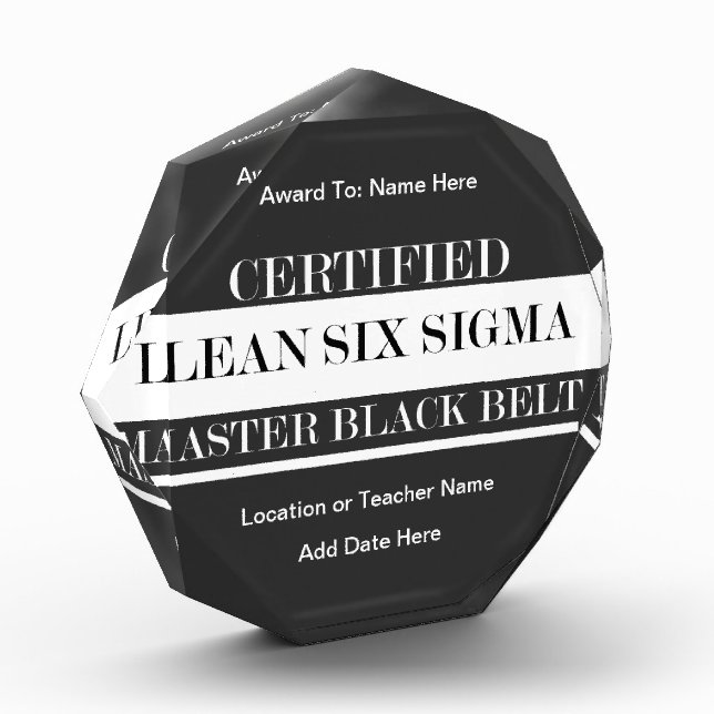 Certified Lean Six Sigma Master Black Belt Acrylic Award (Left)