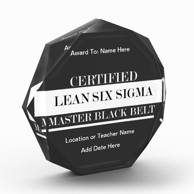 Certified Lean Six Sigma Master Black Belt Acrylic Award (Left)
