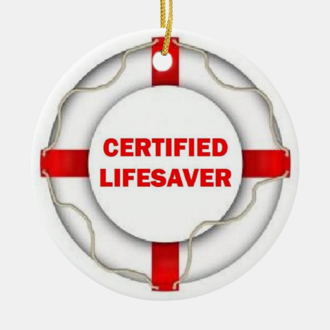 Certified Lifesaver Ceramic Ornament (Front)