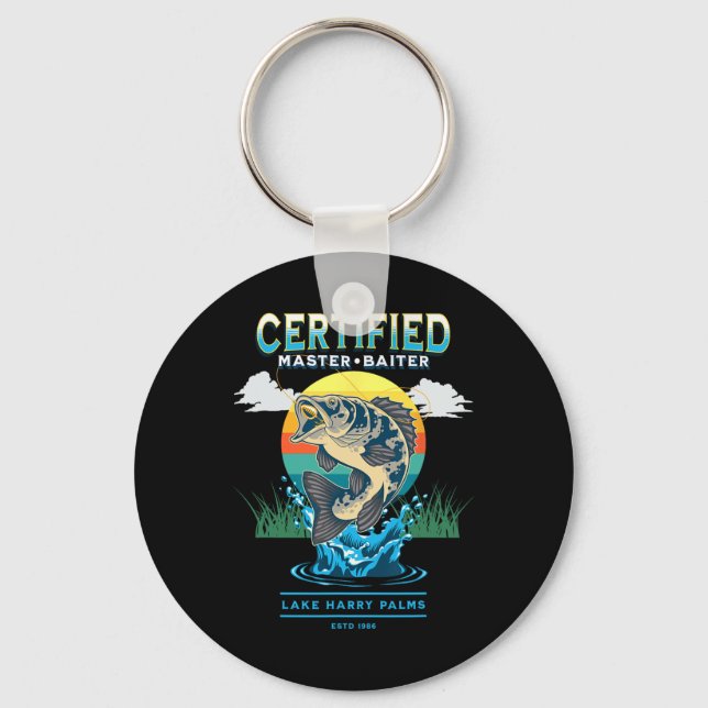 Certified Master Baiter Funny Fishing  Keychain (Front)