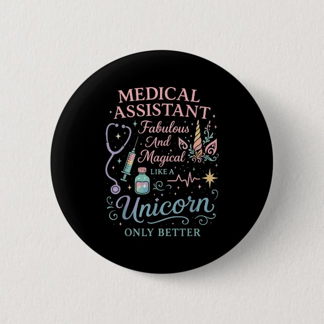 Certified Medical Istant Unicorn Cma Medical Istan Button (Front)