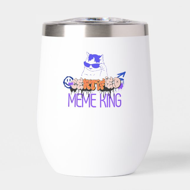 Certified Meme King Cat Thermal Wine Tumbler (Front)