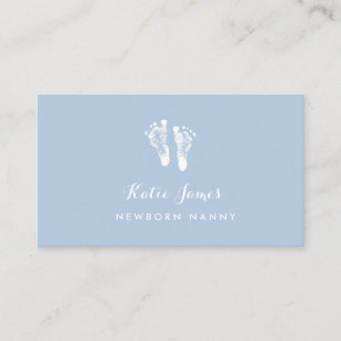 Certified Nanny Simple Newborn Baby Footprints Business Card