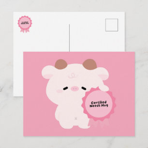 Certified Needs Hug Cow Holiday Postcard