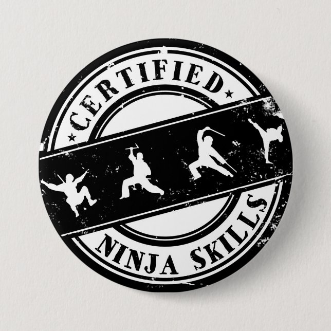 Certified Ninja Skills Funny Badge for Gamers Button (Front)