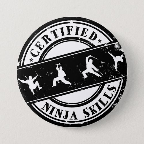 Certified Ninja Skills Funny Badge for Gamers Button