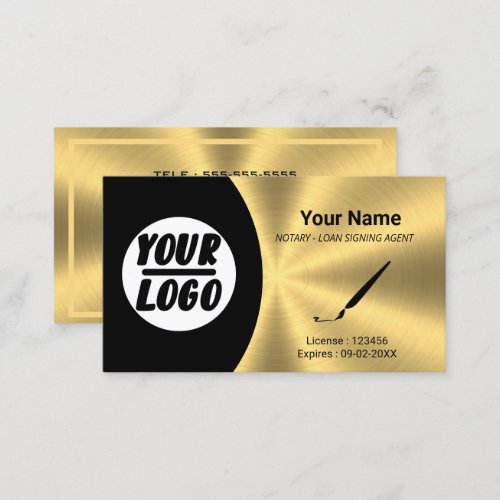 Certified Notary Signing Agent Black  Gold _ logo Business Card