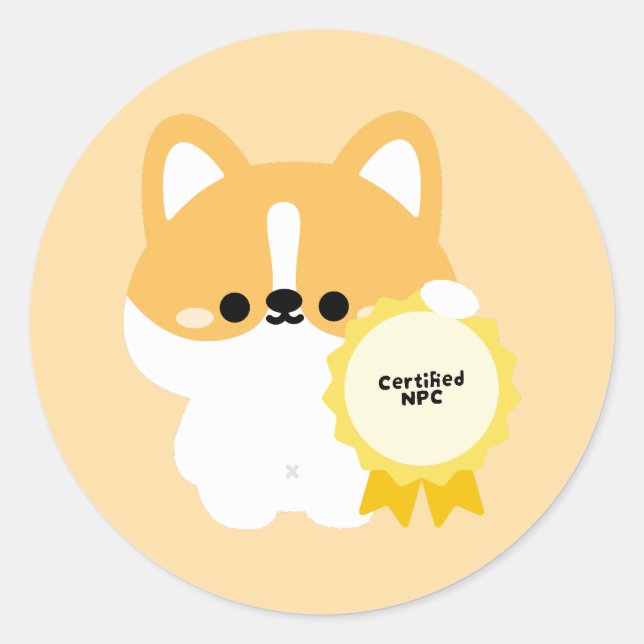 Certified NPC Corgi Classic Round Sticker (Front)