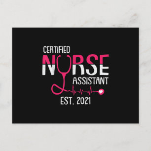 Certified Nurse Assistant Est 2021 CNA Nursing Aid Announcement Postcard
