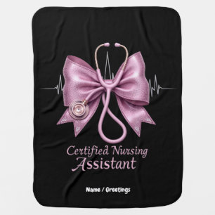 Certified Nursing Assistant CNA Coquette Bow Baby Blanket