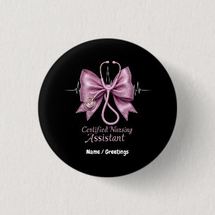 Certified Nursing Assistant CNA Coquette Bow  Button