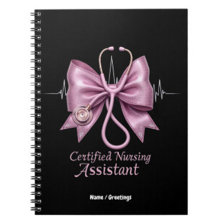 Certified Nursing Assistant CNA Coquette Bow Notebook