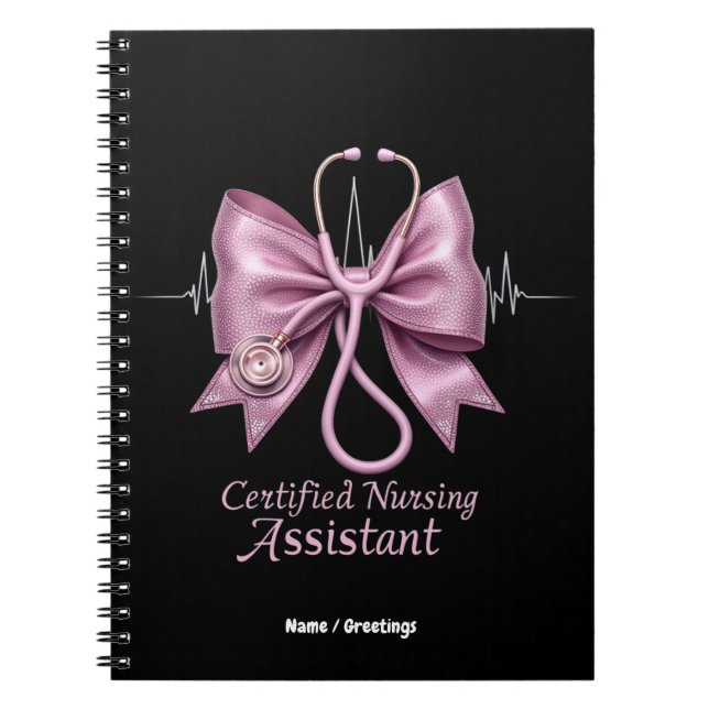 Certified Nursing Assistant CNA Coquette Bow  Notebook (Front)