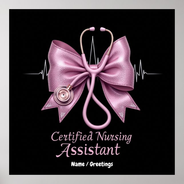 Certified Nursing Assistant CNA Coquette Bow  Poster (Front)