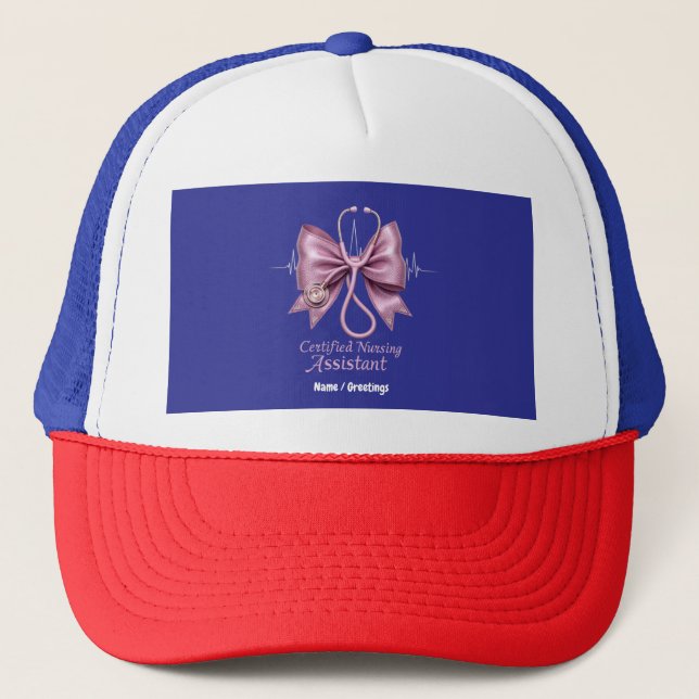 Certified Nursing Assistant CNA Coquette Bow  Trucker Hat (Front)