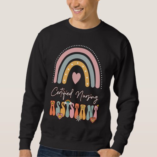 Certified Nursing Assistant CNA Groovy Retro Rainb Sweatshirt