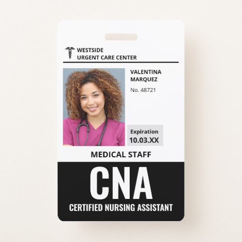 Certified Nursing Assistant CNA ID Photo Badge