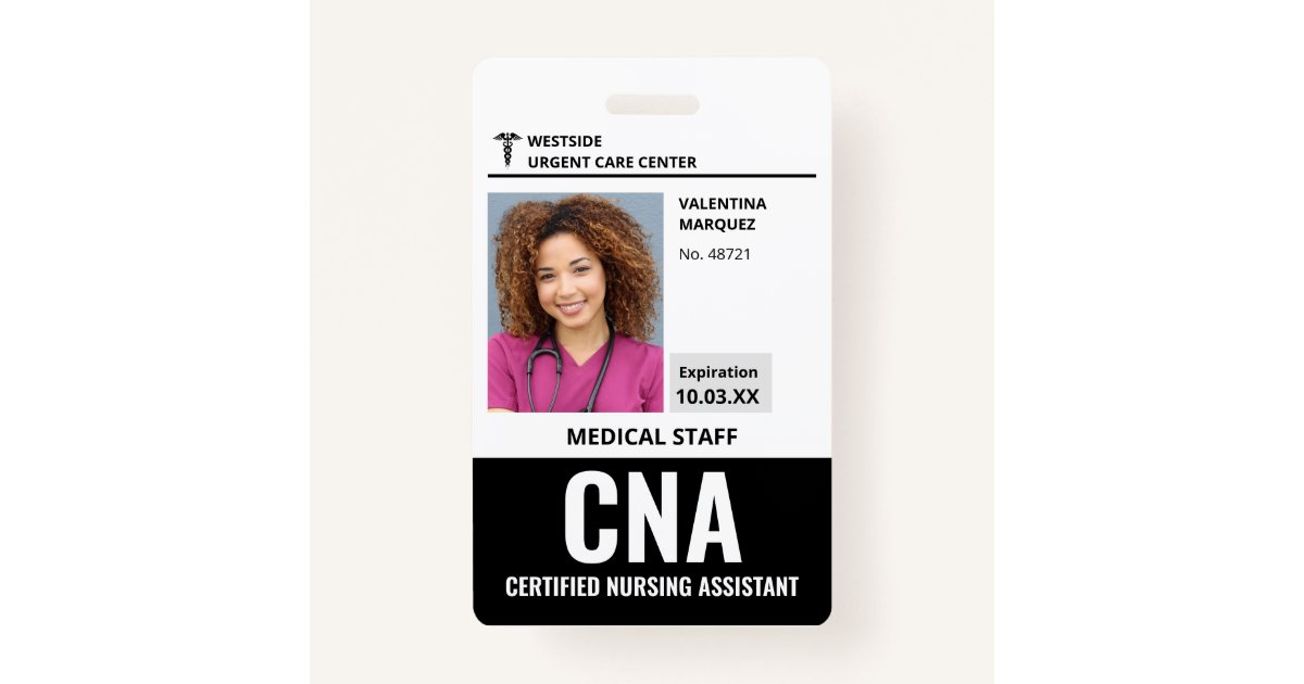 Certified Nursing Assistant CNA ID Photo Badge Zazzle