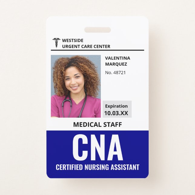 Certified Nursing Assistant CNA ID Photo Badge (Front)