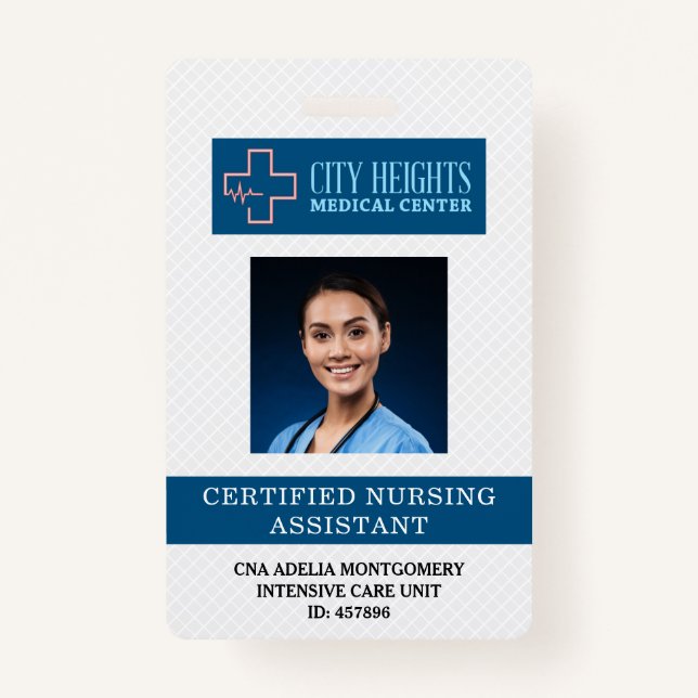 Certified Nursing Assistant CNA Name Photo ID Logo Badge (Front)
