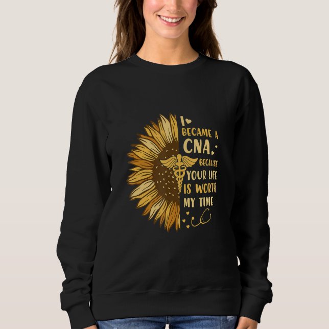 Certified Nursing Assistant Cna Nurse Sunflower Nu Sweatshirt (Front)