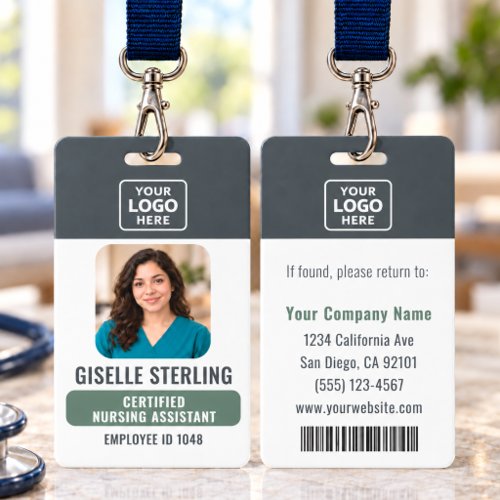 Certified Nursing Assistant Photo Logo Bar Code Badge