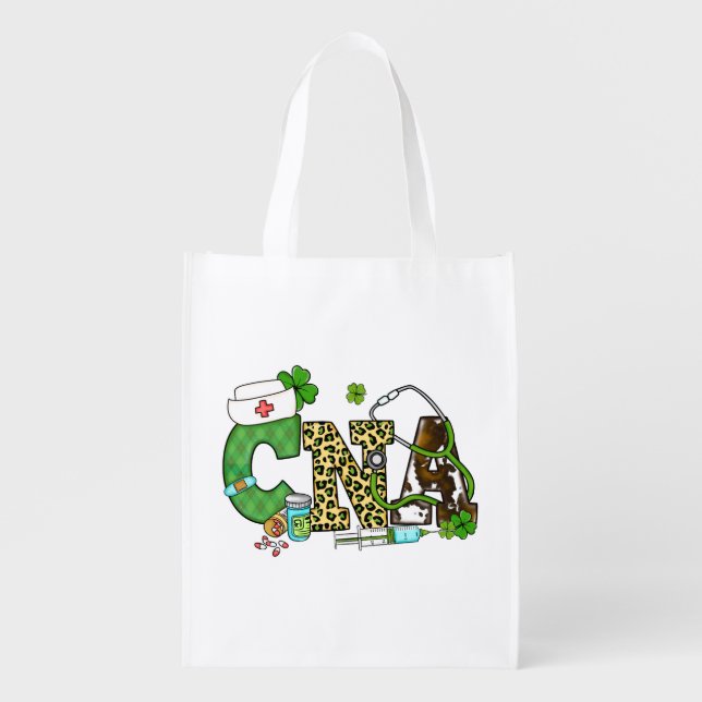 Certified Nursing Assistant St. Patrick's Grocery Bag (Front)