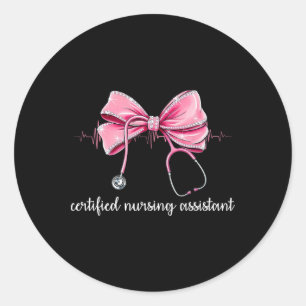 Certified Nursing Istant Cna Stethoscope Coquette Classic Round Sticker
