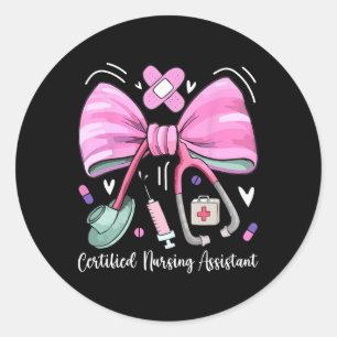 Certified Nursing Istant Cna Stethoscope Coquette Classic Round Sticker