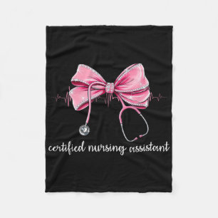 Certified Nursing Istant Cna Stethoscope Coquette  Fleece Blanket