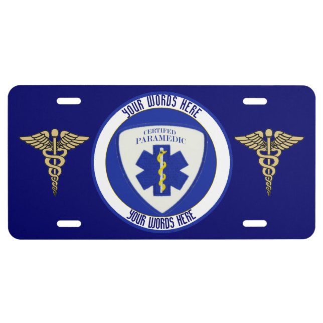 Certified Paramedic Custom License Plate (Front)