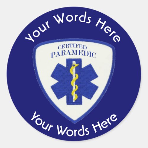 Certified Paramedic Star Of Life Shield Classic Round Sticker