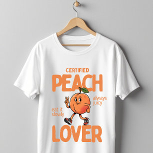 Certified Peach Lover Cute Funny Fruit Design T-Shirt