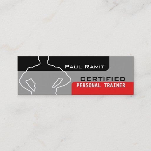 Customizable Certified Personal Trainer Red Grey Business Card