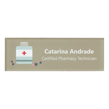 Certified Pharmacy Technician Pharmacist Magnetic Name Tag by red_dress at Zazzle