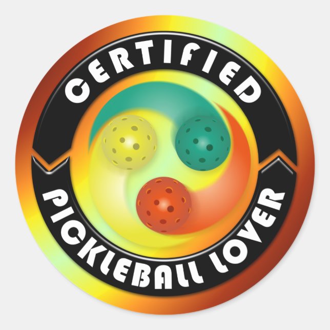 Certified Pickleball Lover 1 Options Classic Round Sticker (Front)