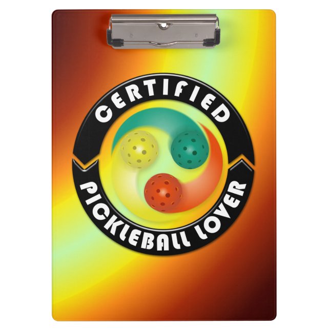 Certified Pickleball Lover 1 Options Clipboard (Front)