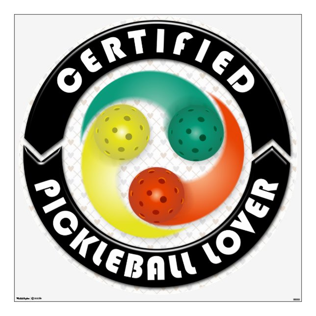 Certified Pickleball Lover 1 Wall Decal Options (Front)
