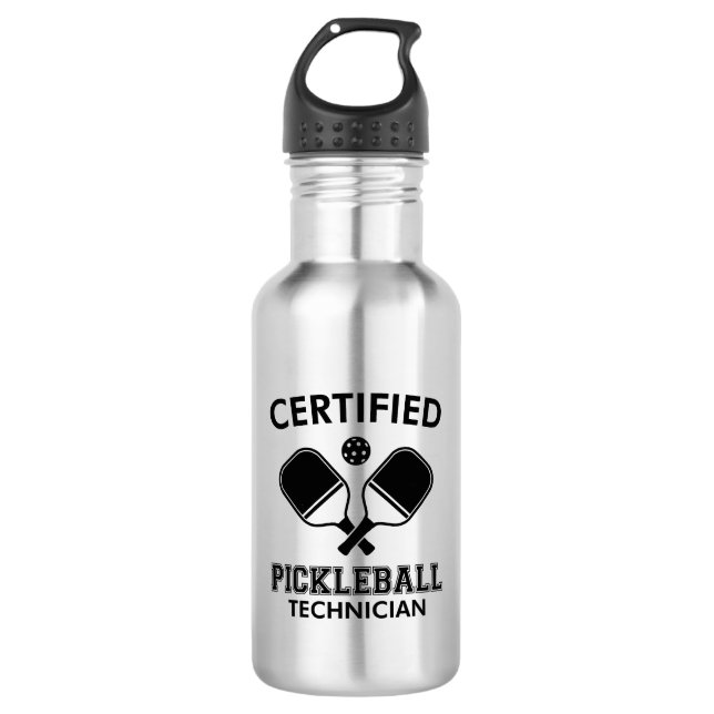 Certified Pickleball Technician Stainless Steel Water Bottle (Front)