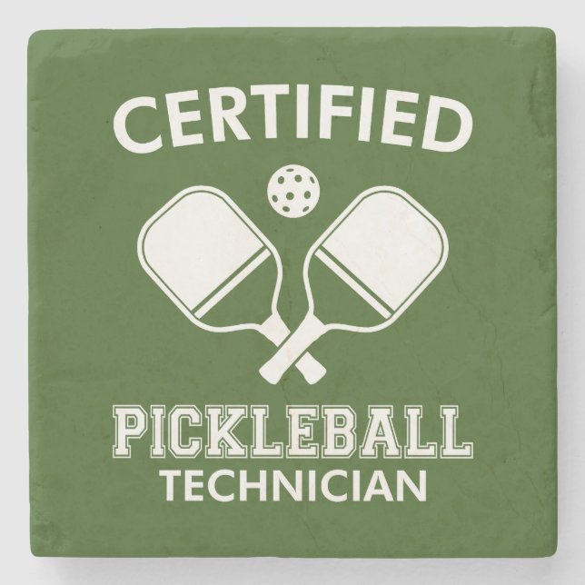 Certified Pickleball Technician Stone Coaster (Front)