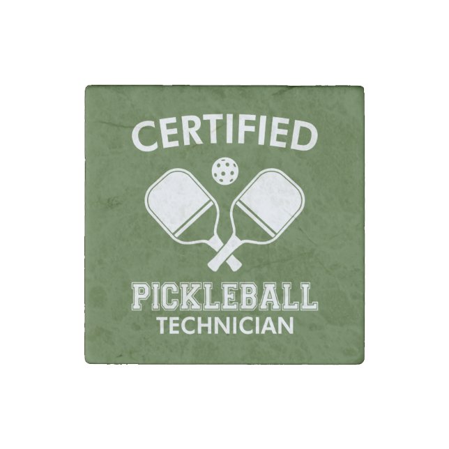 Certified Pickleball Technician Stone Magnet (Front)
