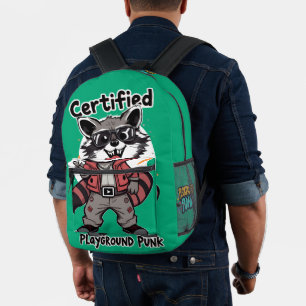 Certified Playground Punk Cool Raccoon Sunglasses Printed Backpack