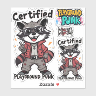 Certified Playground Punk Cool Raccoon Sunglasses Sticker
