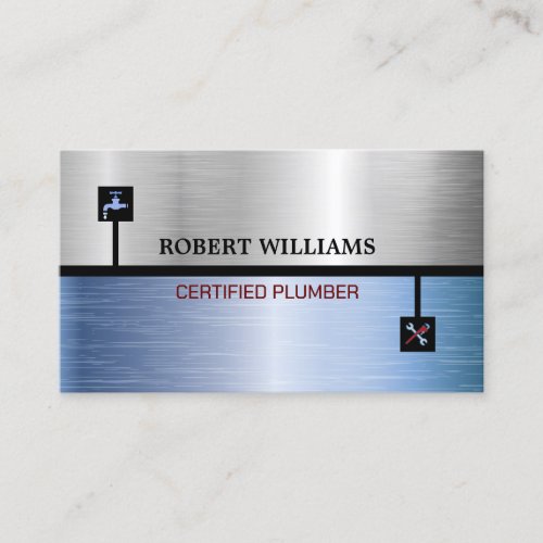 Certified Plumber Silver with Tape template  Business Card